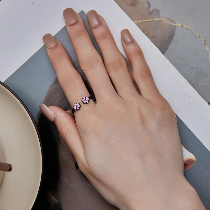 (slika za) Odprt prstan s kremplji črne mačke v stilu Pandora - SCR913 - Ogled 5