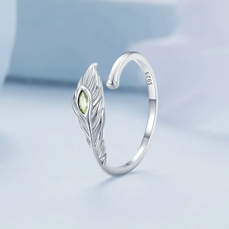 (slika za) Odprt prstan s pavjim perjem v stilu Pandora - BSR424 - Ogled 2