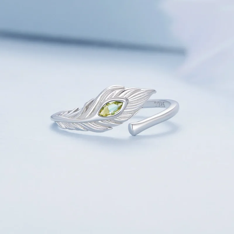 (slika za) Odprt prstan s pavjim perjem v stilu Pandora - BSR424 - Ogled 3