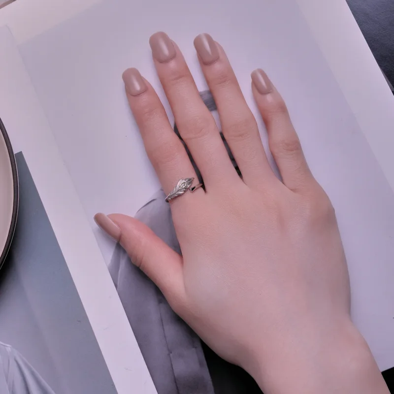 (slika za) Odprt prstan s pavjim perjem v stilu Pandora - BSR424 - Ogled 4