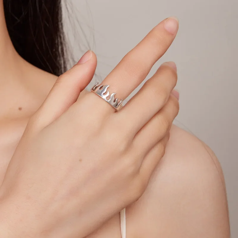 (slika za) Odprt prstan s plamenom v stilu Pandora - SCR914 - Ogled 5