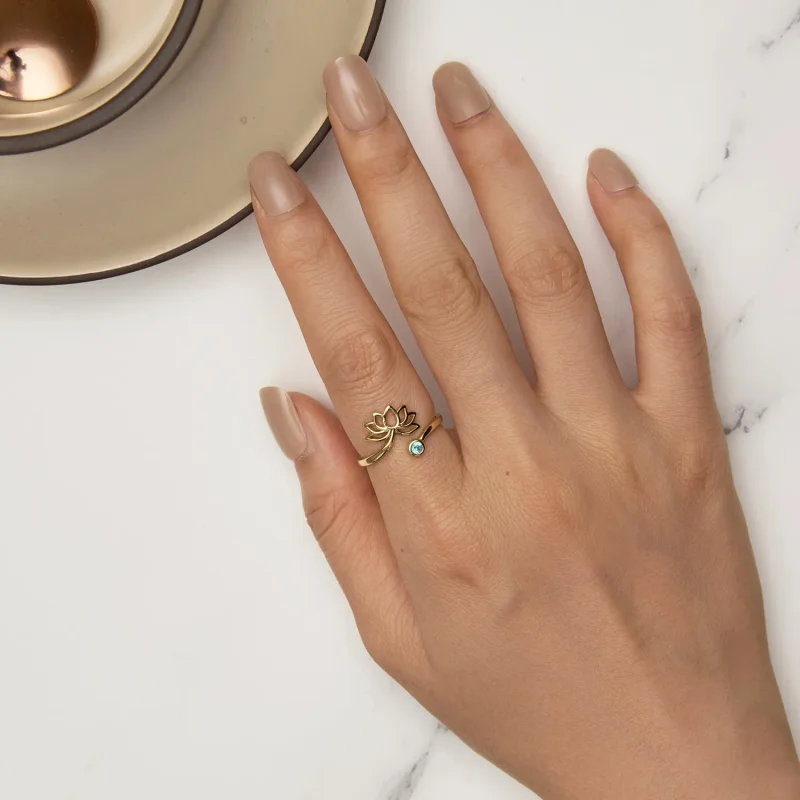 (slika za) Odprt prstan s preprostim lotusom v slogu Pandora - SCR821-B - Ogled 5