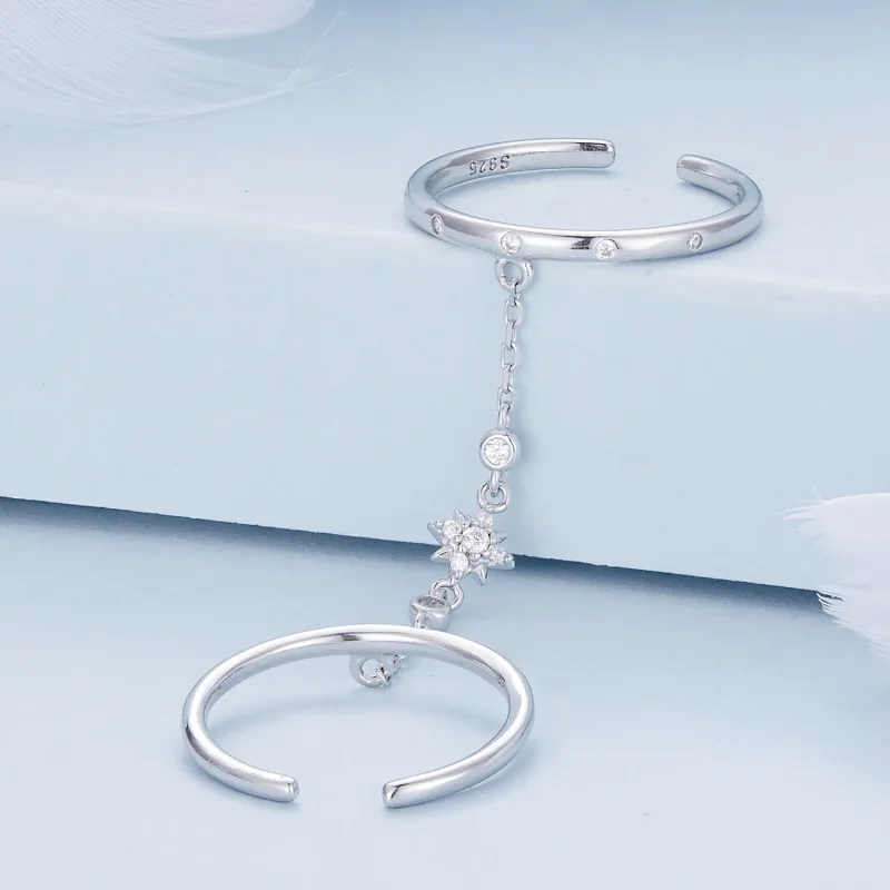 (slika za) Odprt prstan z dvojnim obročem v slogu Pandora - BSR405 - Ogled 3