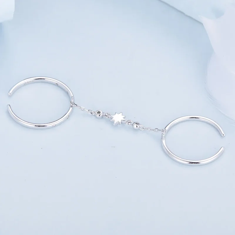 (slika za) Odprt prstan z dvojnim obročem v slogu Pandora - BSR405 - Ogled 4