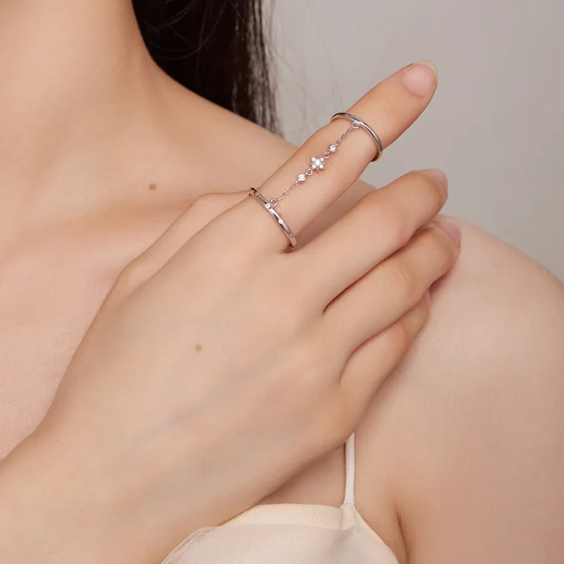 (slika za) Odprt prstan z dvojnim obročem v slogu Pandora - BSR405 - Ogled 5