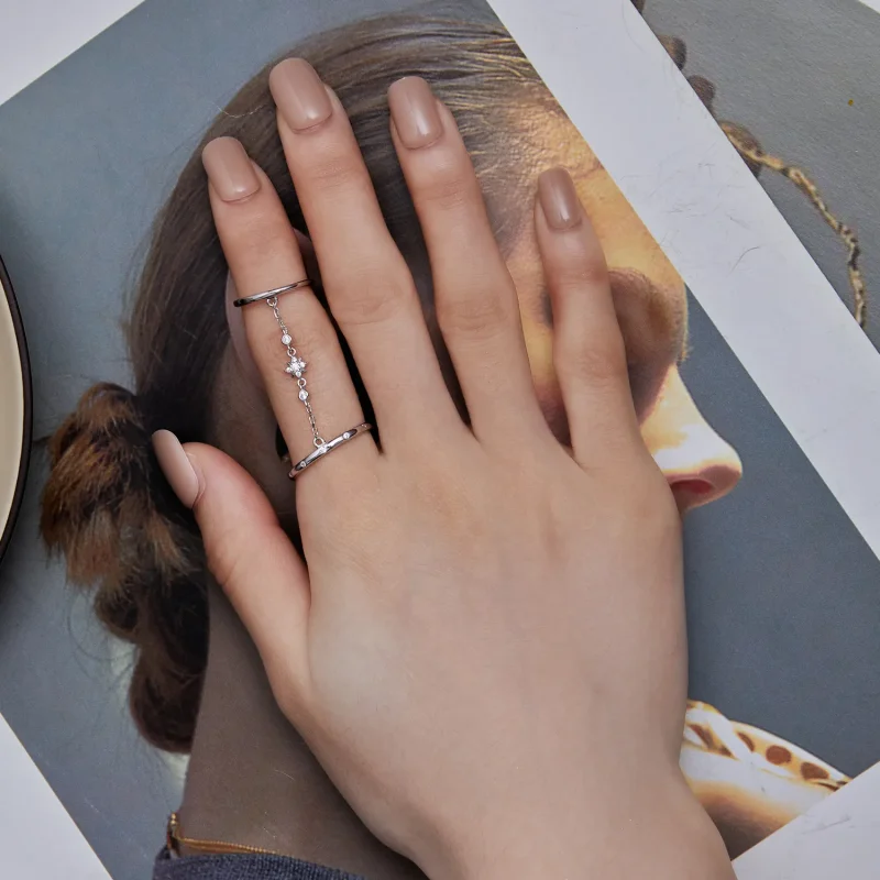 (slika za) Odprt prstan z dvojnim obročem v slogu Pandora - BSR405 - Ogled 6