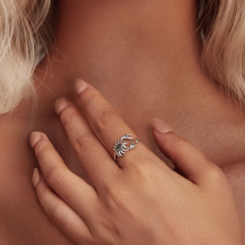 (slika za) Odprt prstan z retro škorpijonom v stilu Pandora - SCR974-E - Ogled 4