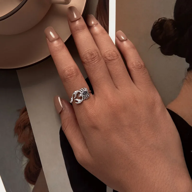 (slika za) Odprt prstan z retro škorpijonom v stilu Pandora - SCR974-E - Ogled 5