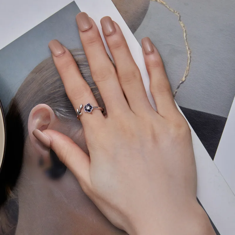 (slika za) Odprt prstan z rožami v stilu Pandora - BSR394 - Ogled 7