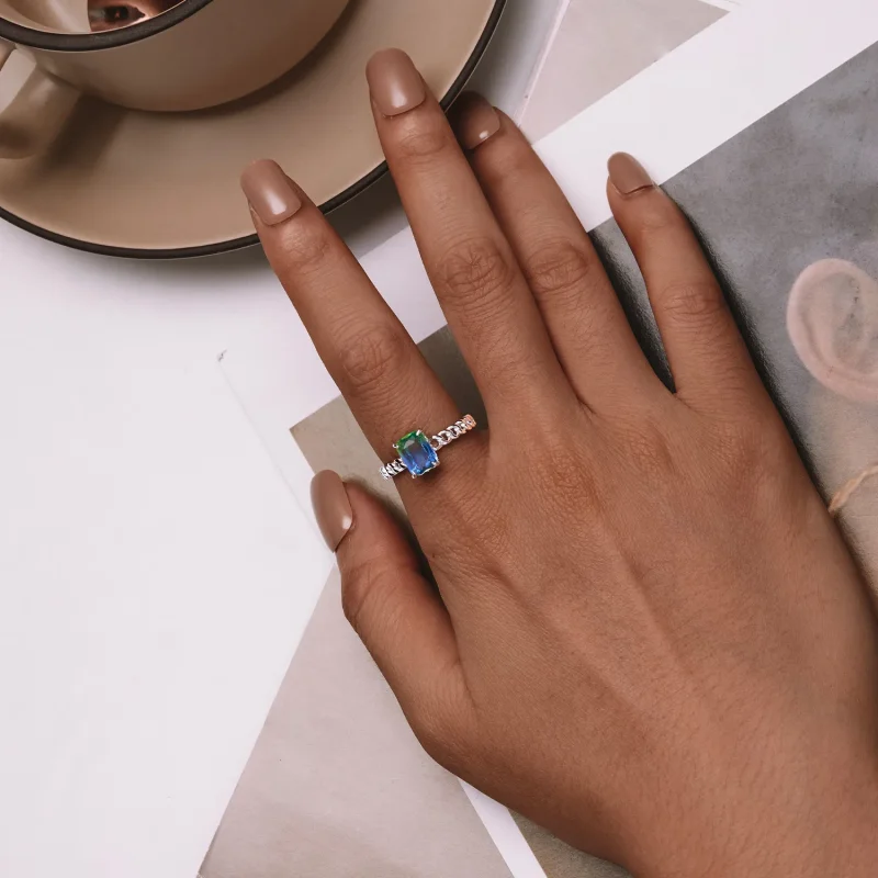 (slika za) Odprt prstan z verižico v stilu Pandora - BSR476-E - Ogled 4