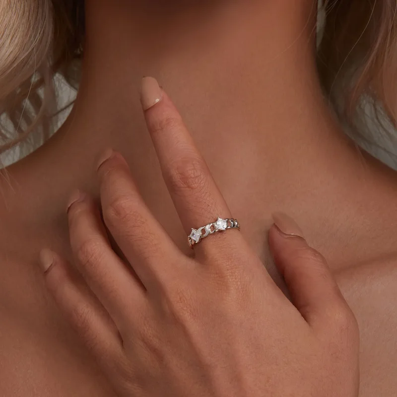 (slika za) Odprt prstan z verižico v stilu Pandora - SCR977-E - Ogled 4