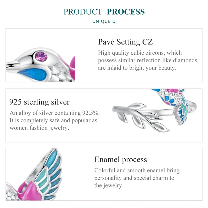 (slika za) Odprt prstan z vodomec v stilu Pandora - BSR483-E - Ogled 5