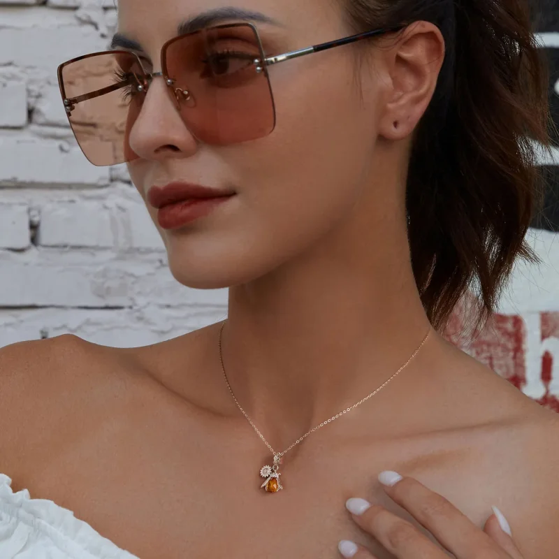 (slika za) Ogrlica s čebelo in marjetico v slogu Pandora - BSN356 - Ogled 6