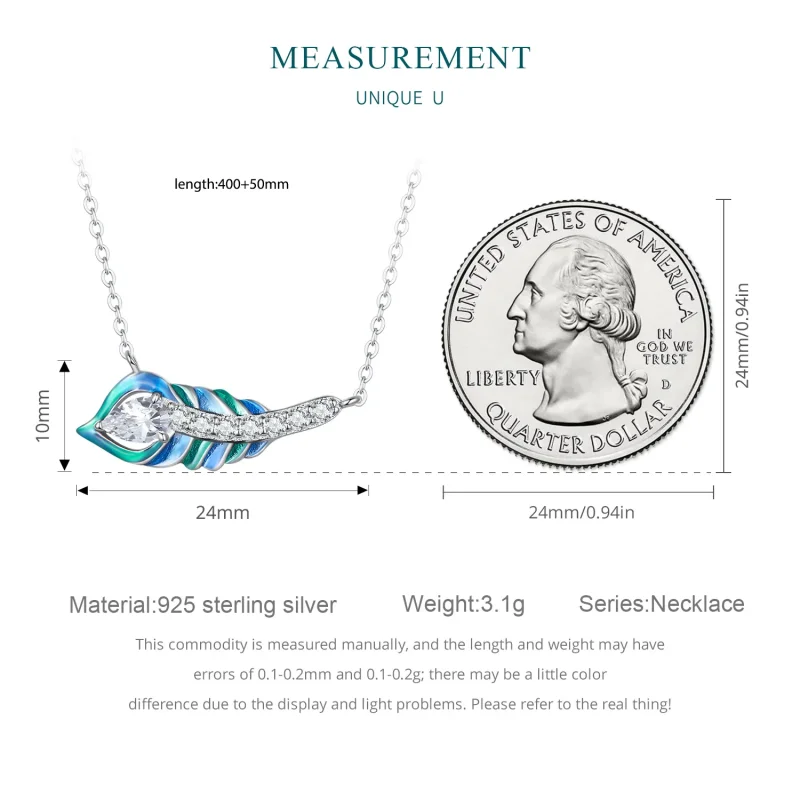 (slika za) Ogrlica s perjem v stilu Pandora - BSN346 - Ogled 7