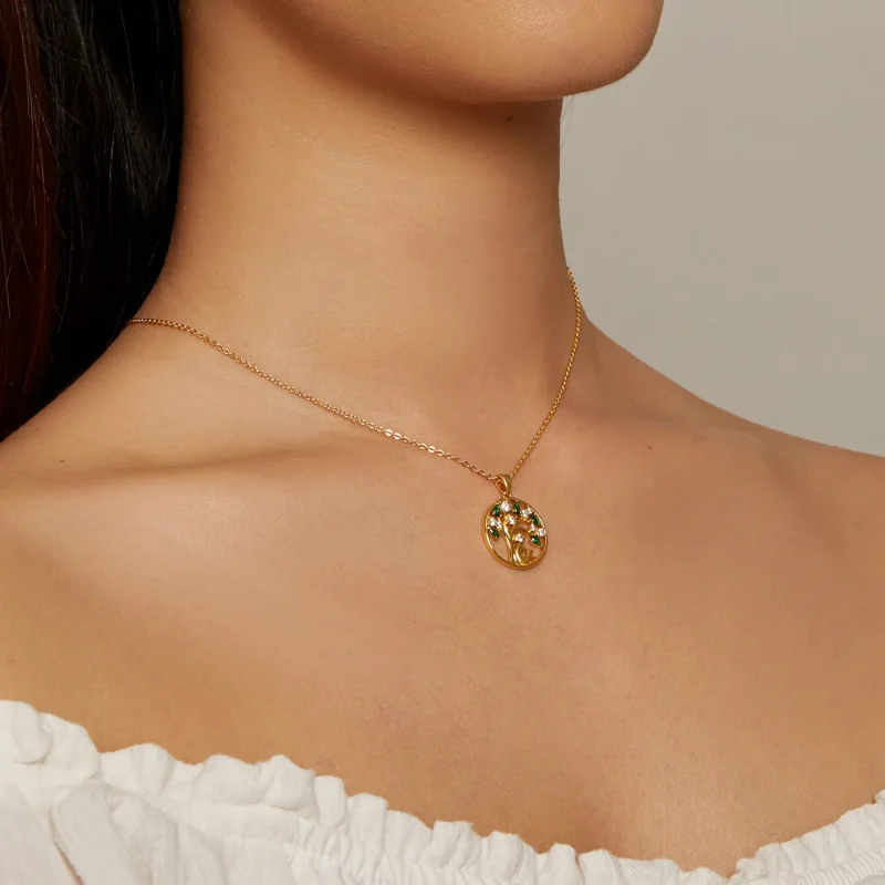 (slika za) Ogrlica z zlatim drevom življenja v stilu Pandora - SCN094-B - Ogled 5