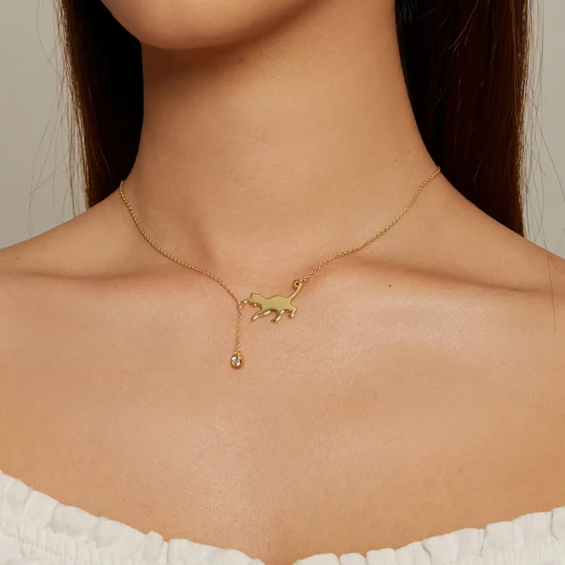 (slika za) Ogrlica z zlatimi nagajivimi mucki Pandora Style - SCN232-B - Ogled 4