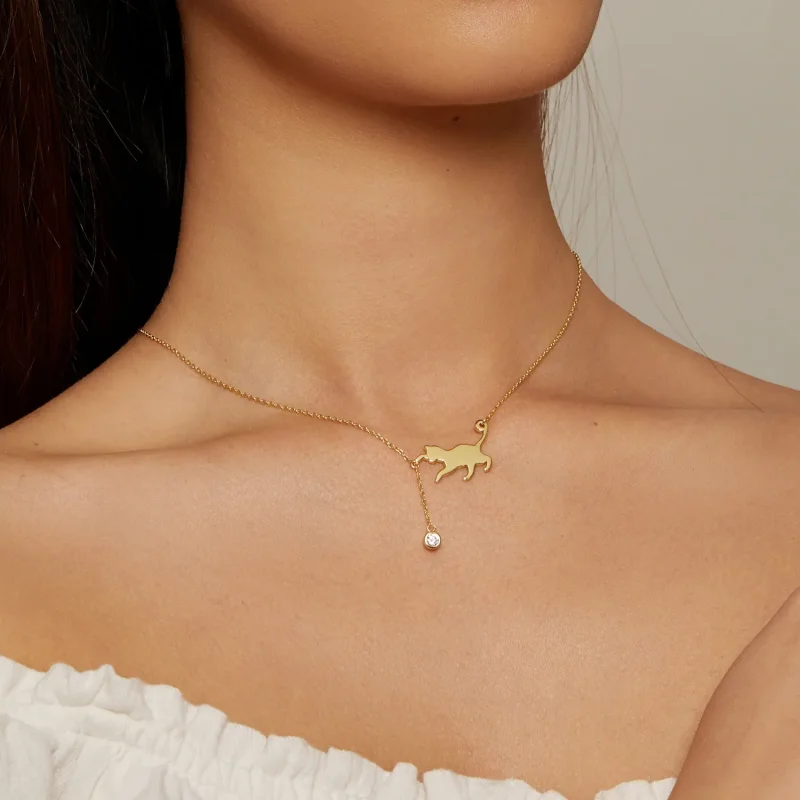 (slika za) Ogrlica z zlatimi nagajivimi mucki Pandora Style - SCN232-B - Ogled 5