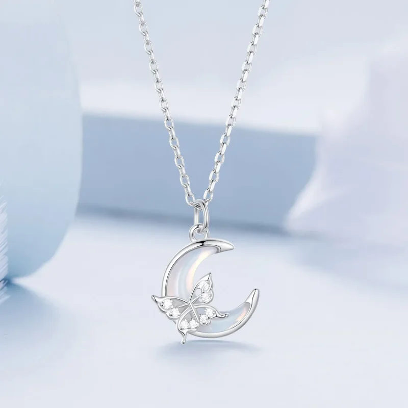 (slika za) Ogrlica z luninim metuljem v slogu Pandora - BSN353 - Ogled 3