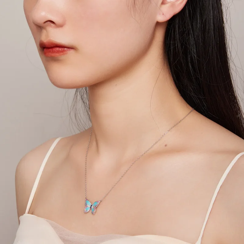 (slika za) Ogrlica z metulji v slogu Pandora - BSN306 - Ogled 7