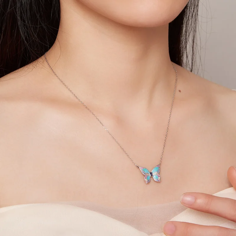 (slika za) Ogrlica z metulji v slogu Pandora - BSN306 - Ogled 8
