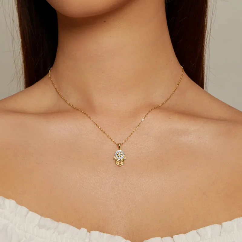 (slika za) Ogrlica Zlata Fatimina varuhinja v stilu Pandora - SCN264-B - Ogled 5