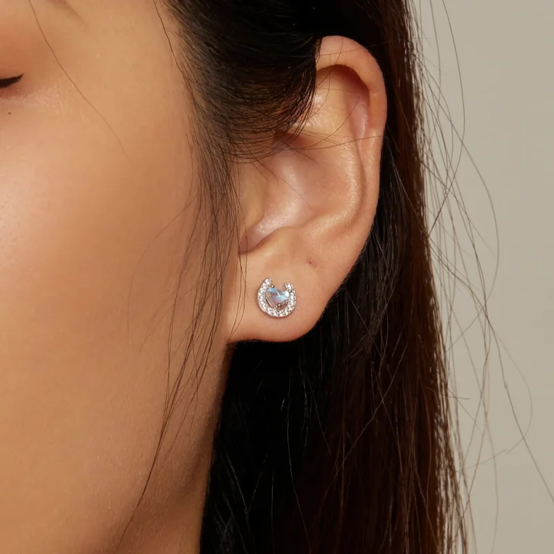 (slika za) Okrogli ušesni čepki s čepki in uhani v obliki podkve v slogu Pandora - SCE1612 - Ogled 7