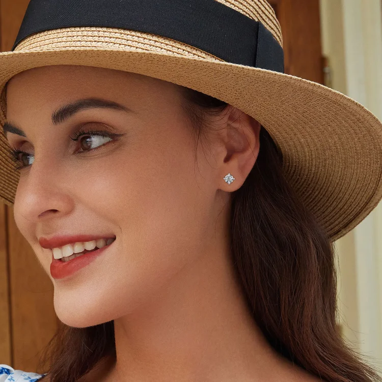 Pandora Style 0,1Ct moissanite uhani z zatiči (dva certifikata) - MSE038