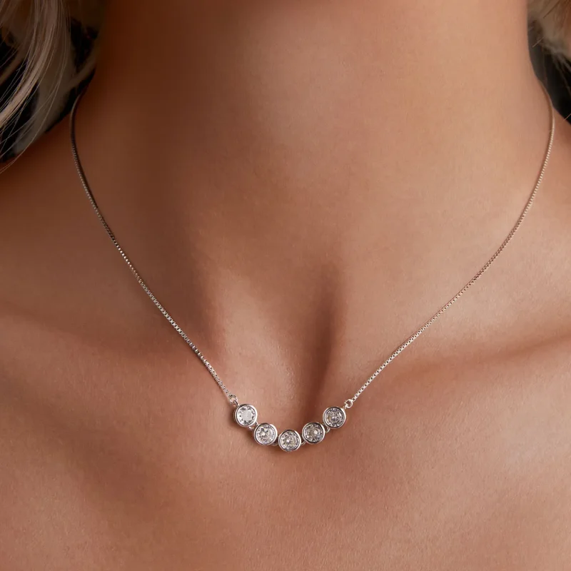 (slika za) Pandora Style 0,3Ct moissanite ogrlica (en certifikat) - MSN022 - Ogled 5