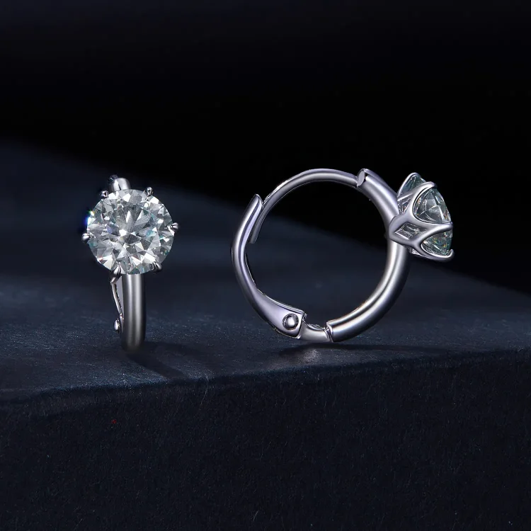 Pandora Style 1Ct Moissanite obročasti uhani (en certifikat) - MSE037