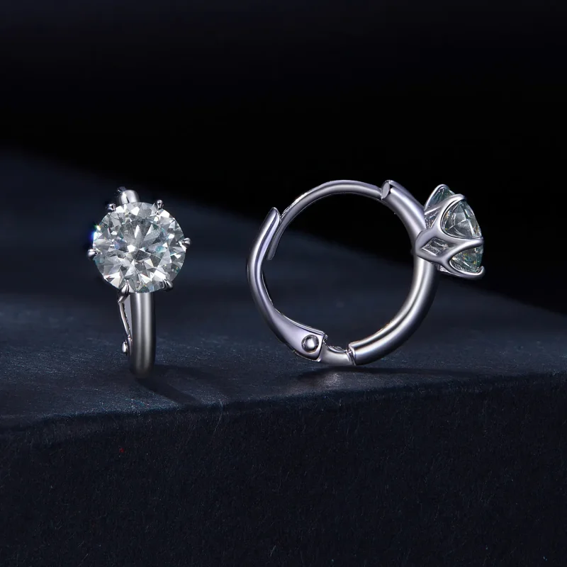 (slika za) Pandora Style 1Ct Moissanite obročasti uhani (en certifikat) - MSE037 - Ogled 2