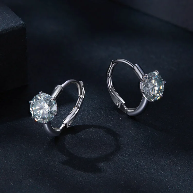 Pandora Style 1Ct Moissanite obročasti uhani (en certifikat) - MSE037