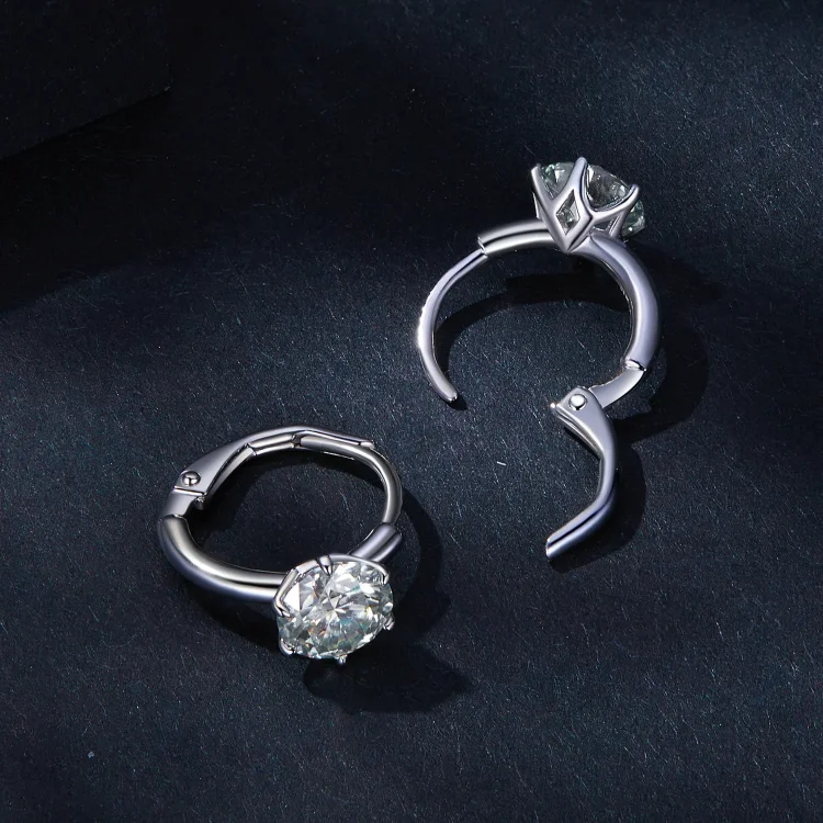 Pandora Style 1Ct Moissanite obročasti uhani (en certifikat) - MSE037