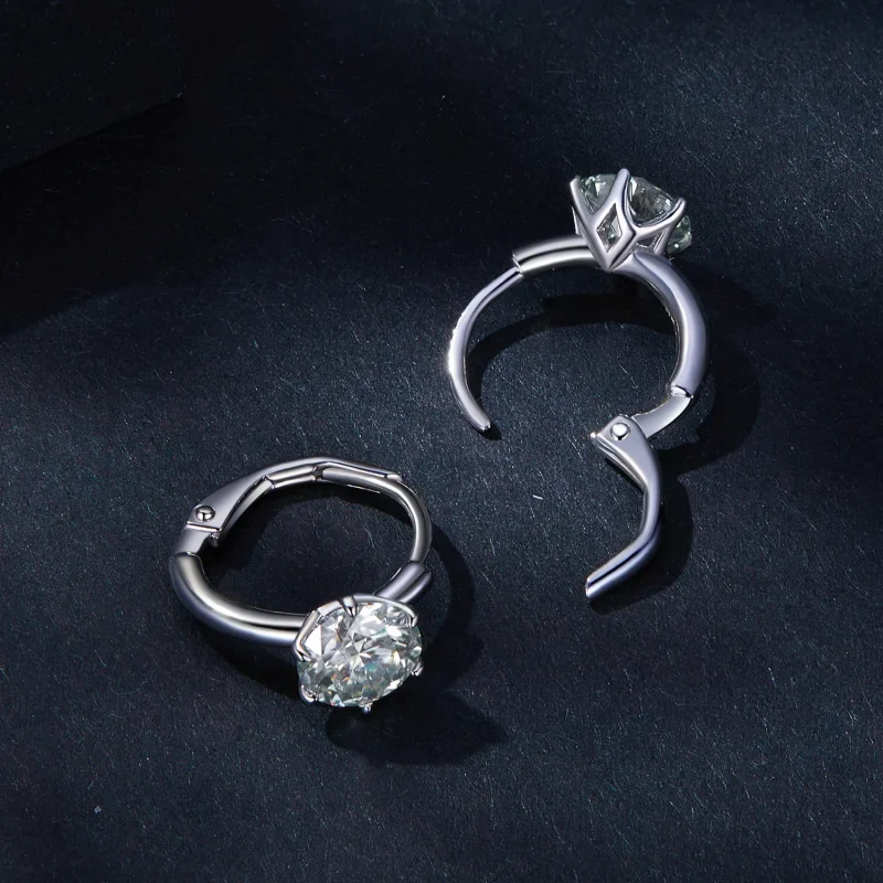 (slika za) Pandora Style 1Ct Moissanite obročasti uhani (en certifikat) - MSE037 - Ogled 4