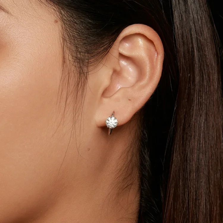 Pandora Style 1Ct Moissanite obročasti uhani (en certifikat) - MSE037