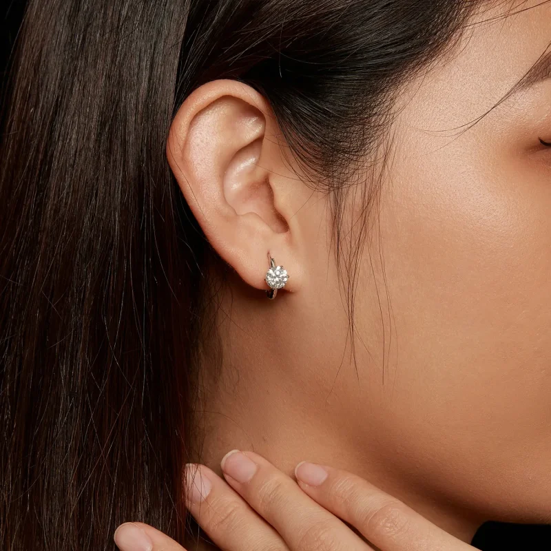 (slika za) Pandora Style 1Ct Moissanite obročasti uhani (en certifikat) - MSE037 - Ogled 7