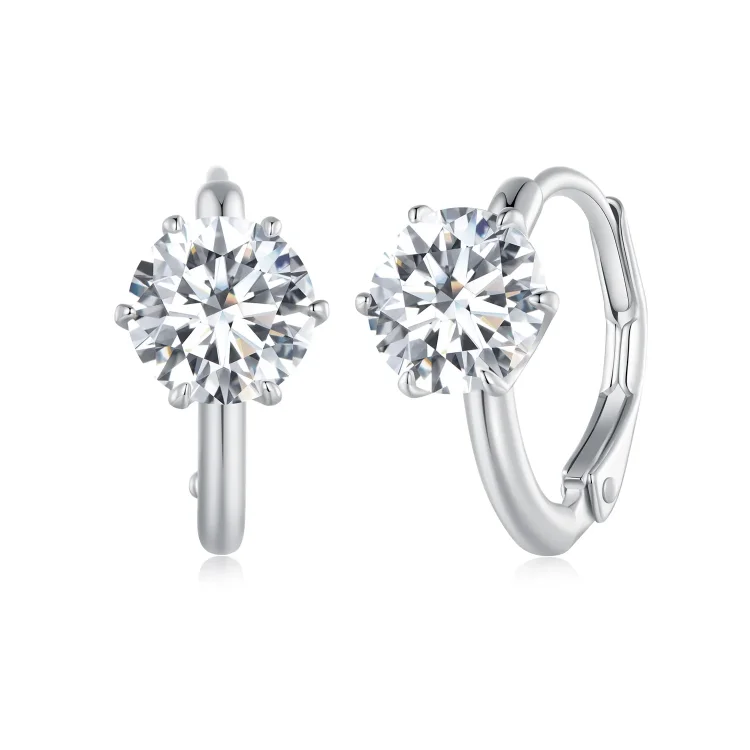 Pandora Style 1Ct Moissanite obročasti uhani (en certifikat) - MSE037