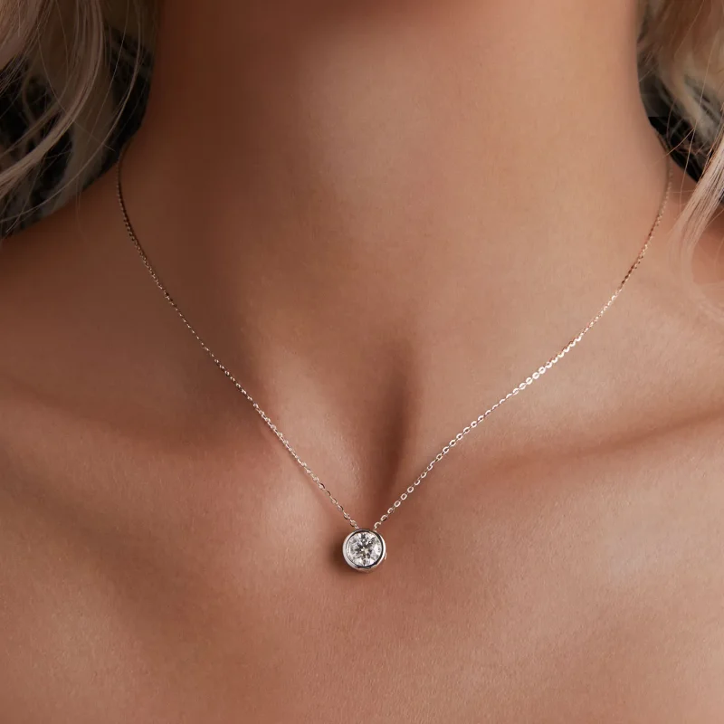 (slika za) Pandora Style 1Ct moissanite ogrlica (en certifikat) - MSN021 - Ogled 5