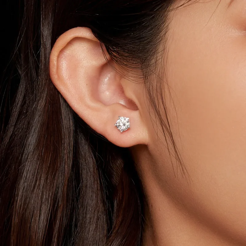 (slika za) Pandora Style 1Ct moissanite uhani z zatiči - MSE024-L - Ogled 4
