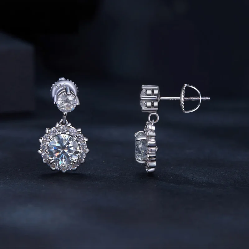 (slika za) Pandora Style 1Ct Moissanite Moissanite Uhani z zatiči - MSE028 - Ogled 3