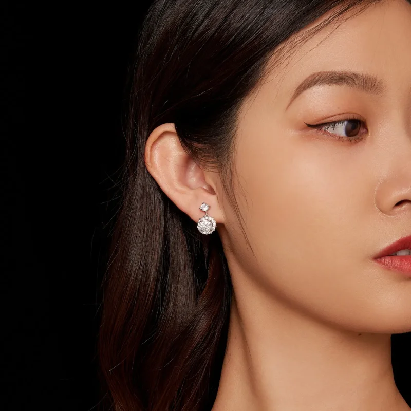 (slika za) Pandora Style 1Ct Moissanite Moissanite Uhani z zatiči - MSE028 - Ogled 6