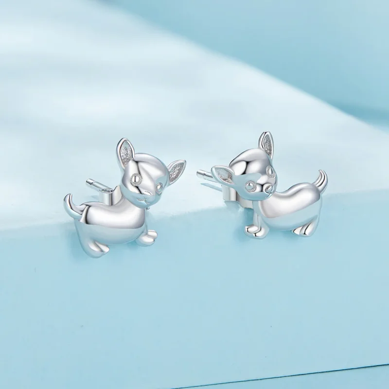 (slika za) Pandora Style Chihuahua Studs Uhani - SCE1620 - Ogled 2