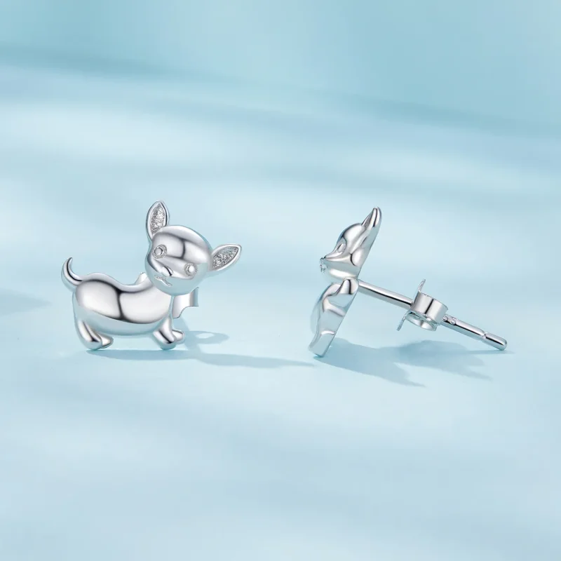 (slika za) Pandora Style Chihuahua Studs Uhani - SCE1620 - Ogled 3