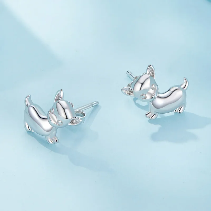(slika za) Pandora Style Chihuahua Studs Uhani - SCE1620 - Ogled 4