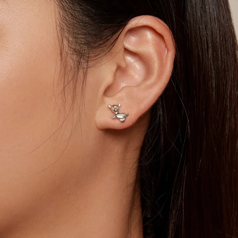 (slika za) Pandora Style Chihuahua Studs Uhani - SCE1620 - Ogled 5