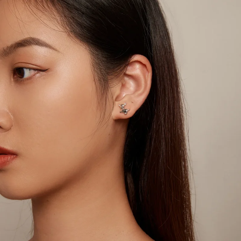 (slika za) Pandora Style Chihuahua Studs Uhani - SCE1620 - Ogled 6