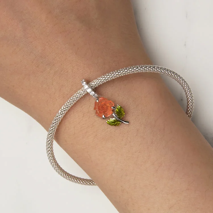Pandora Style Crystal Rose Viseči - BSC824-OG