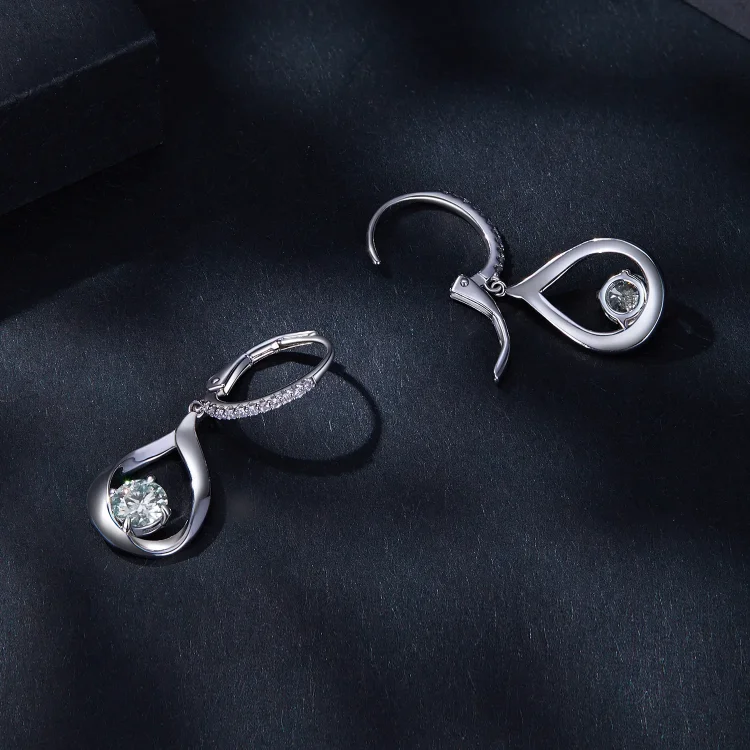 Pandora Style Drop Moissanite uhani (dva certifikata) - MSE032