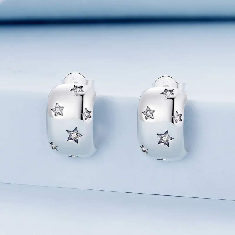 (slika za) Pandora Style Flash Star Studs Uhani - BSE884 - Ogled 2