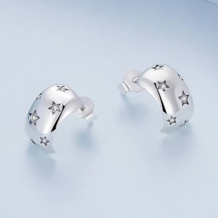 Pandora Style Flash Star Studs Uhani - BSE884