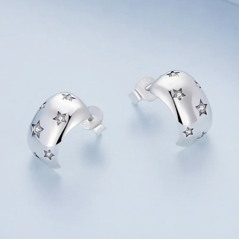 (slika za) Pandora Style Flash Star Studs Uhani - BSE884 - Ogled 3